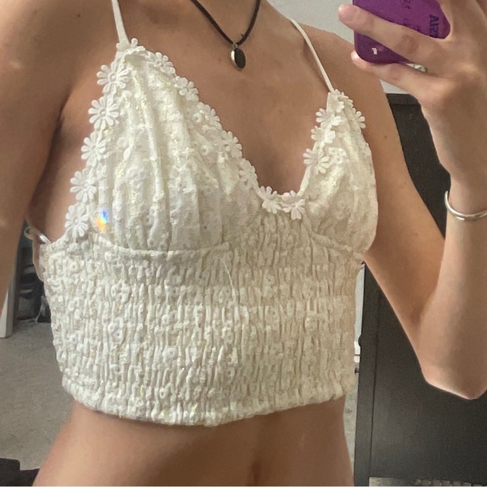 Princess Polly white and gold scrunch tank